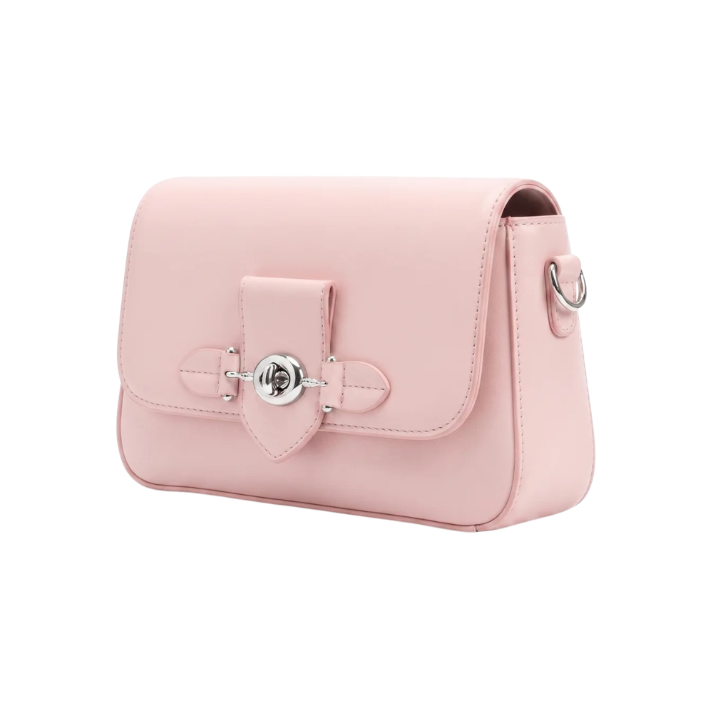 Chic Baby Pink Flap Shoulder Bag with Turn-Lock Closure - Image 3