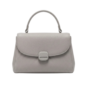 Elegant Light Grey Top Handle Satchel Bag with Flap Closure