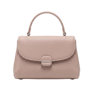 Elegant Blush Nude Top Handle Satchel Bag with Flap Closure