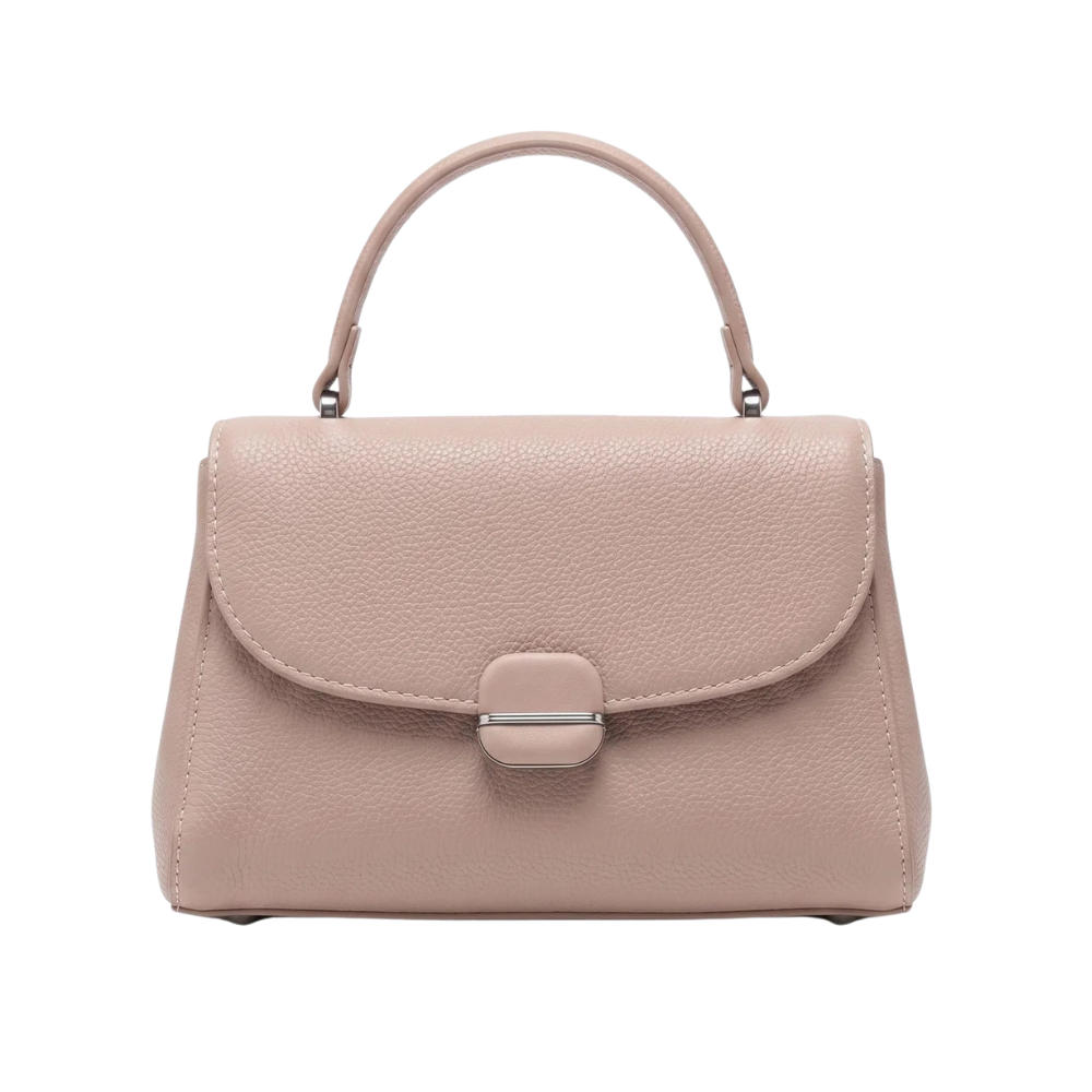 Elegant Blush Nude Top Handle Satchel Bag with Flap Closure