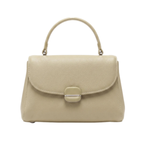 Elegant Ivory Top Handle Satchel Bag with Flap Closure