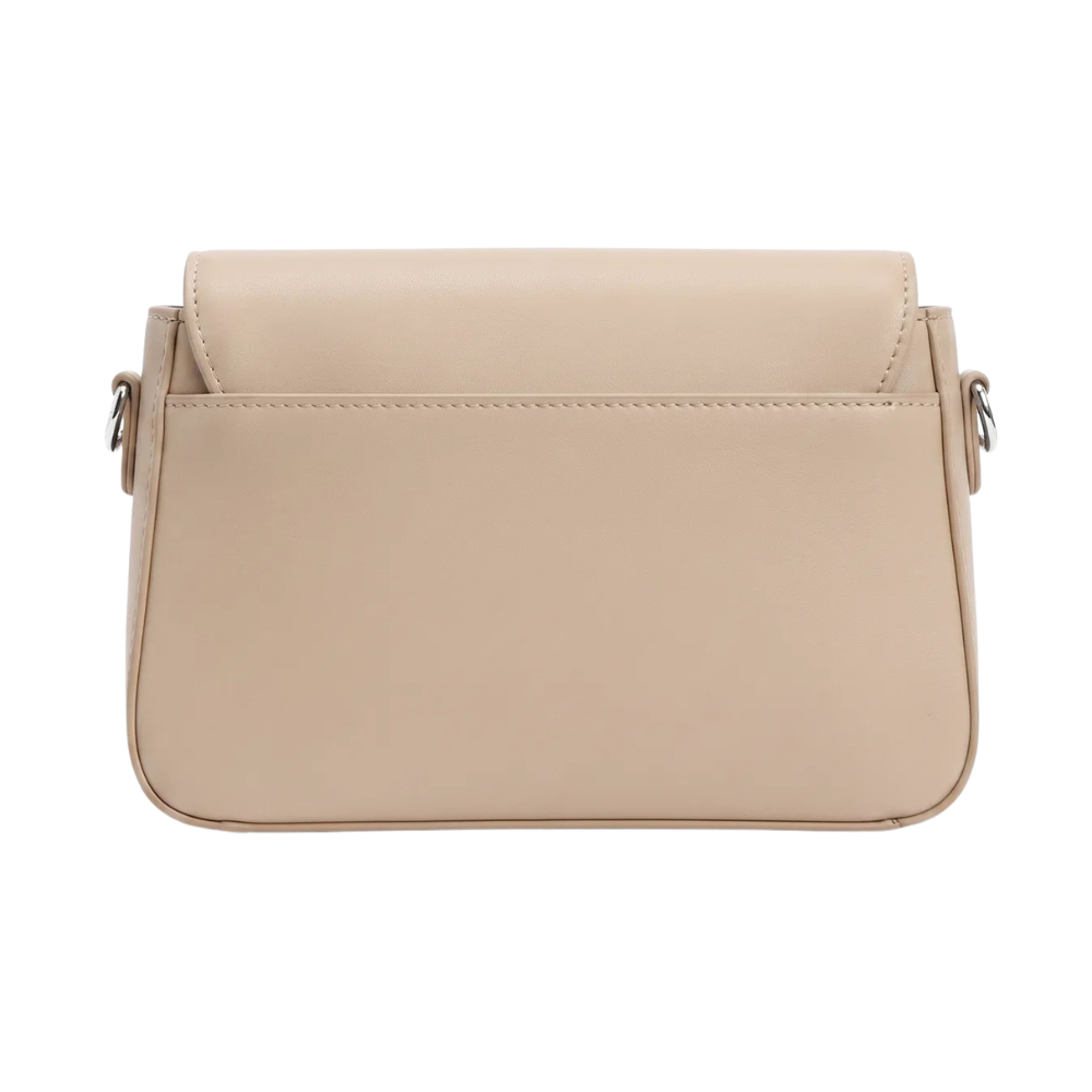 Classic Beige Flap Shoulder Bag with Turn-Lock Closure - Image 4