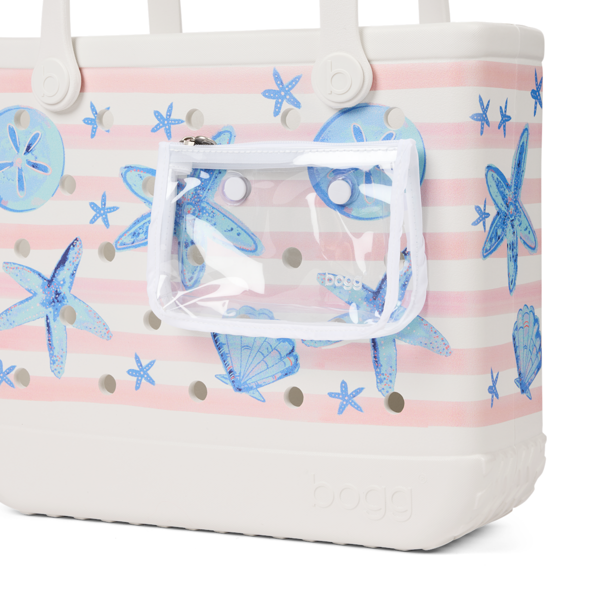 Baby Bogg Bag - Pink Stripes & Blue Shells - Image 8